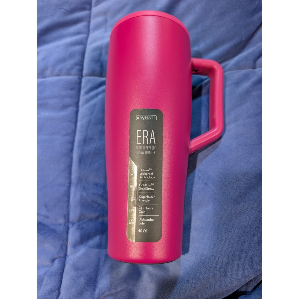 Brumate Era Tumbler 40oz Dragon Fruit Leakproof Straw Handle Insulated Cup NWT